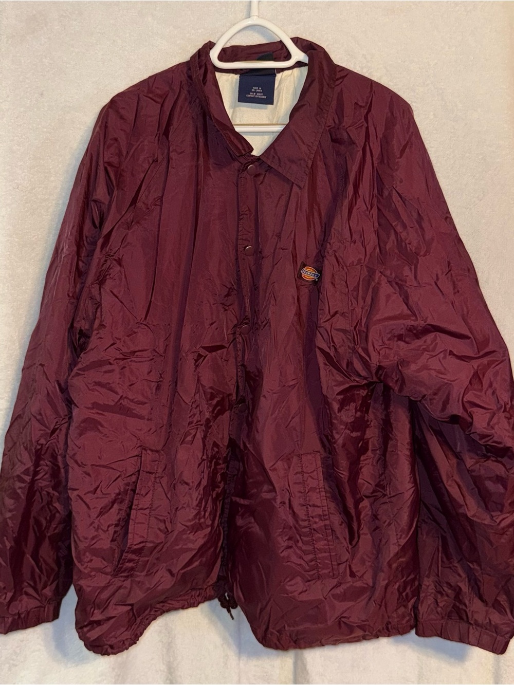Dickies Men’s Size XL Burgundy Windbreaker Jacket